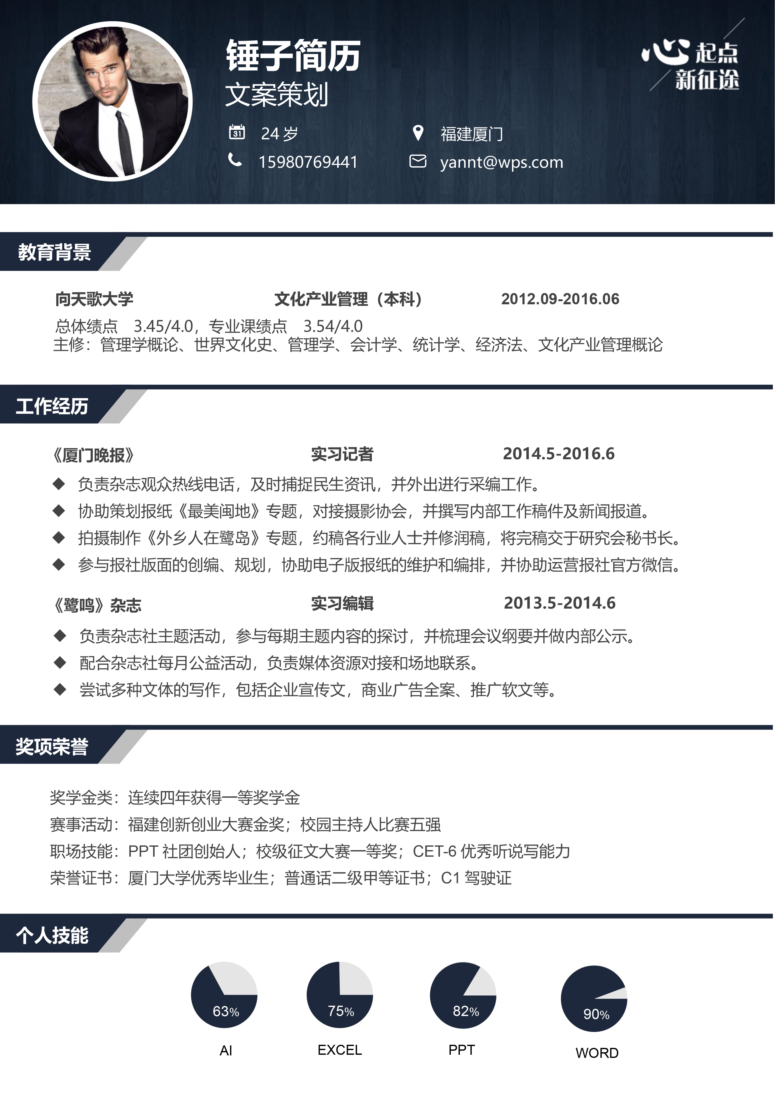 包含毕业生求职简历模板免费下载的词条